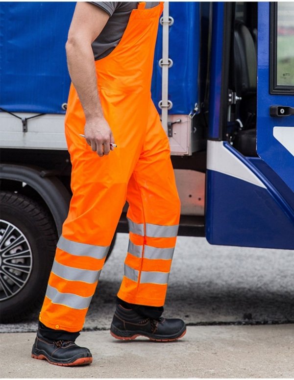 Spodnie ogrodniczki wodoochronne ostrzegawcze 