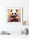 Haft Diamentowy Urocza Panda w Kwiatach 35x35 cm
