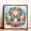 Haft Diamentowy Motyl wśród Kwiatów 30x30 cm