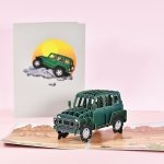 Kartka Pocztowa Okolicznościowa 3D Pop-up Terenowy Samochód