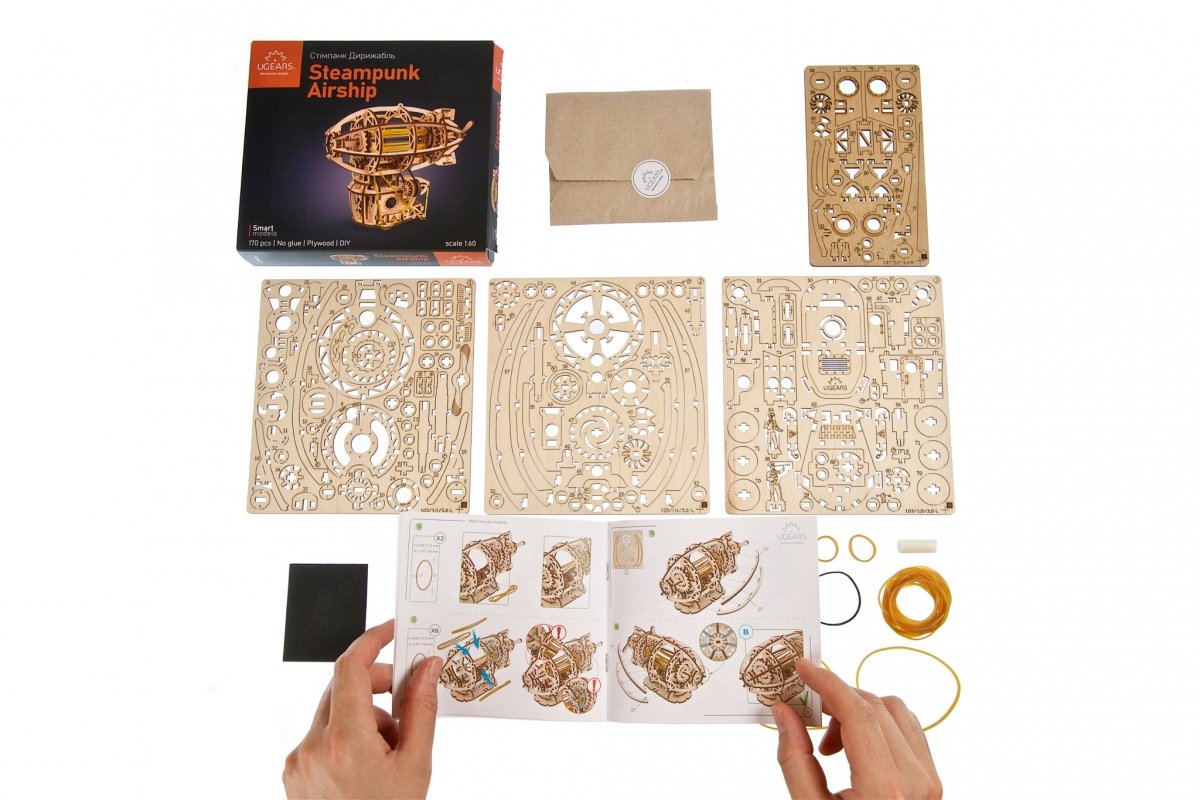 Puzzle 3D Drewniane Steampunkowy Sterowiec uGEARS Smart