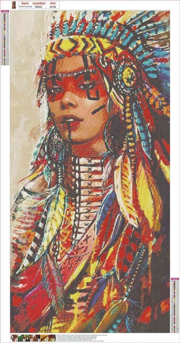 Haft Diamentowy Mistyczna Indianka 45x85 cm