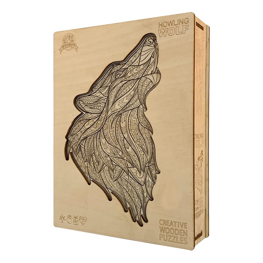 Puzzle Drewniane WYJĄCY WILK L 
