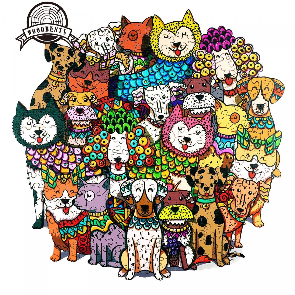 Puzzle Drewniane Psi Świat XL