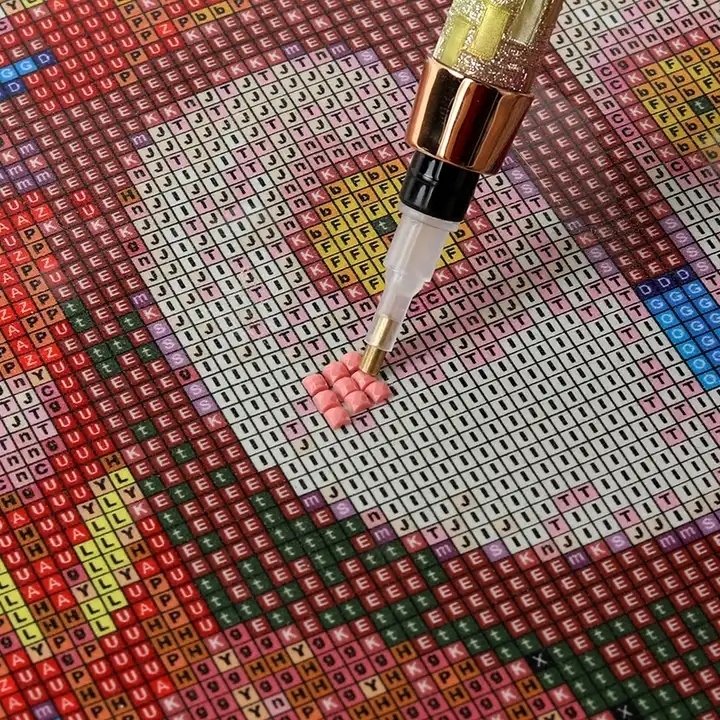 Aplikator do Haftu Diamentowego + 6 końcówek Ozdobny Złoty Pastelowa Geometria