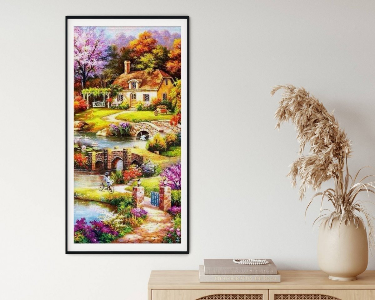 Haft Diamentowy Sielski Domek 45x85 cm