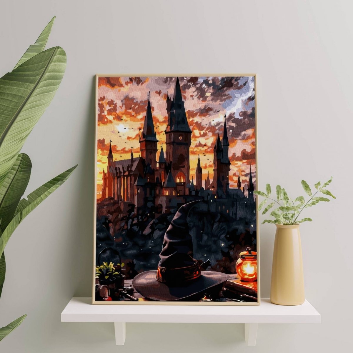 Malowanie Po Numerach Zestaw Zachód słońca nad Hogwartem 40x50