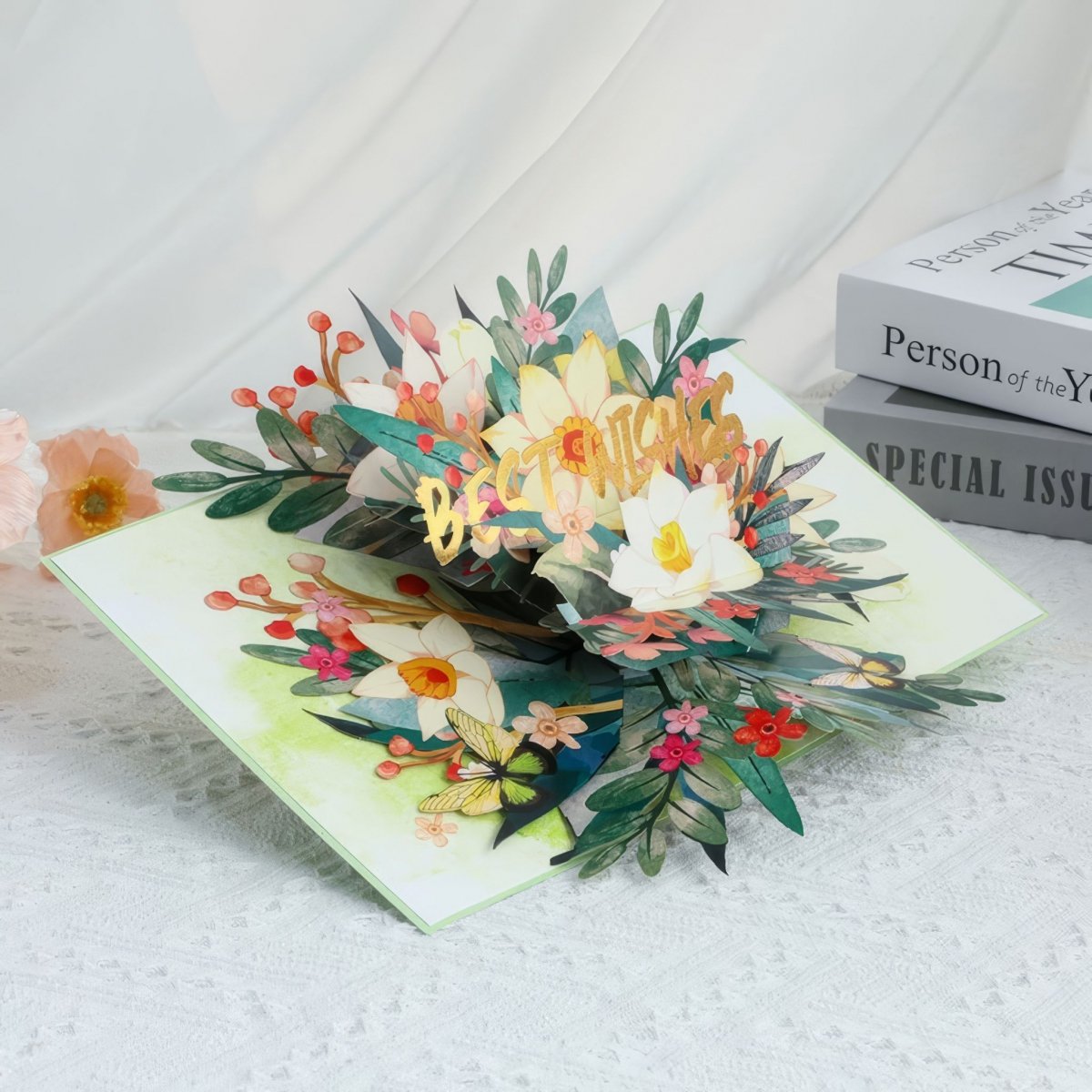 Kartka Pocztowa Okolicznościowa 3D Pop-up Kwiaty - Leśne Życzenia