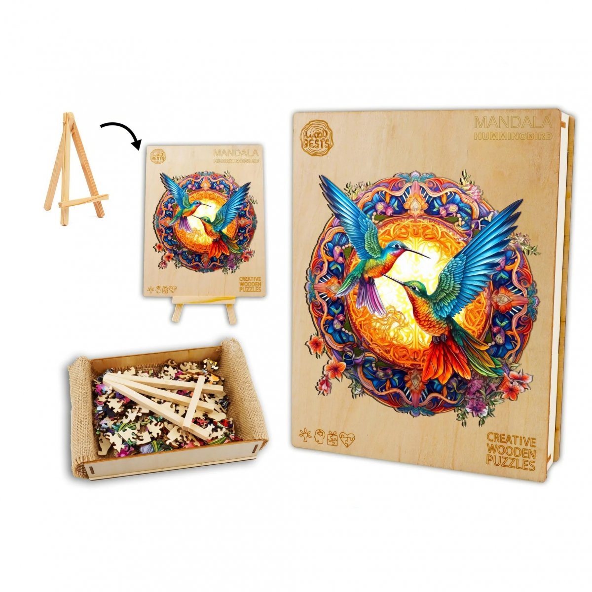 Puzzle Drewniane Mandala Kolibrów S