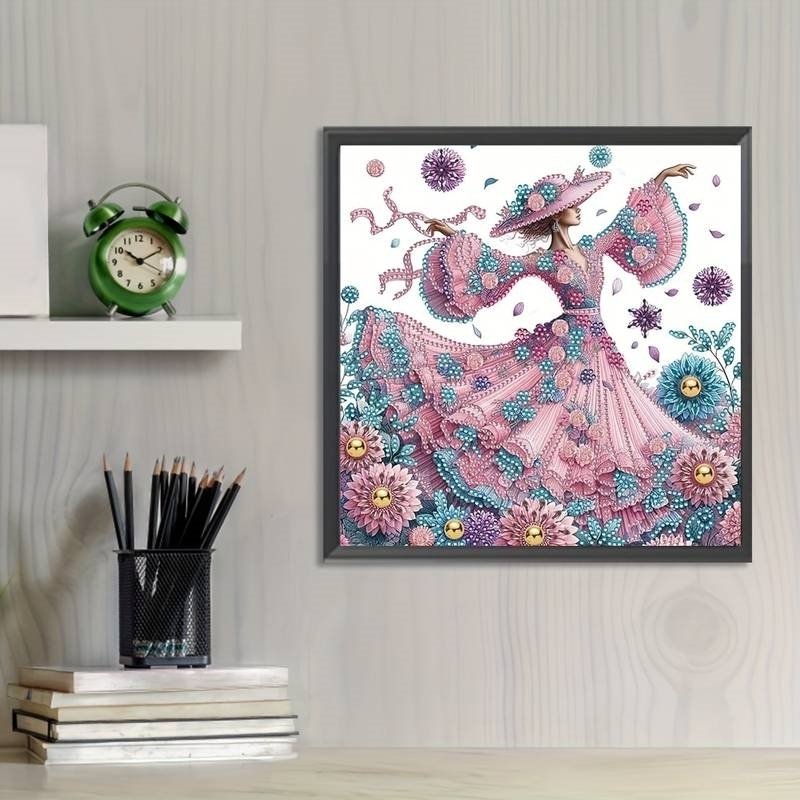 Haft Diamentowy Kobieta i Magia Kwiatów 30x30 cm