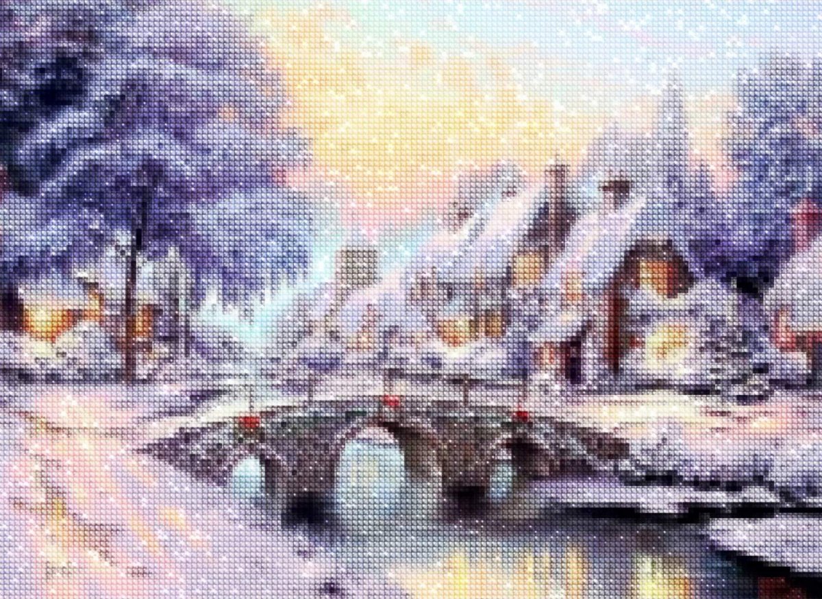 Haft Diamentowy Zimowe Miasteczko 30x40 cm