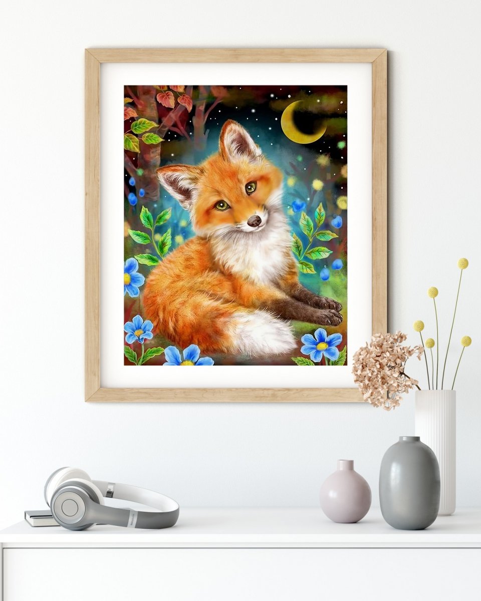 Haft Diamentowy Lisek w Krainie Gwiazd 30x40 cm