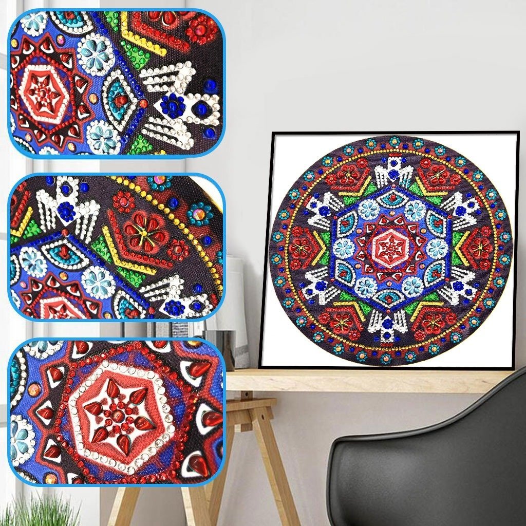 Haft Diamentowy Geometryczna Mandala 30x30 cm