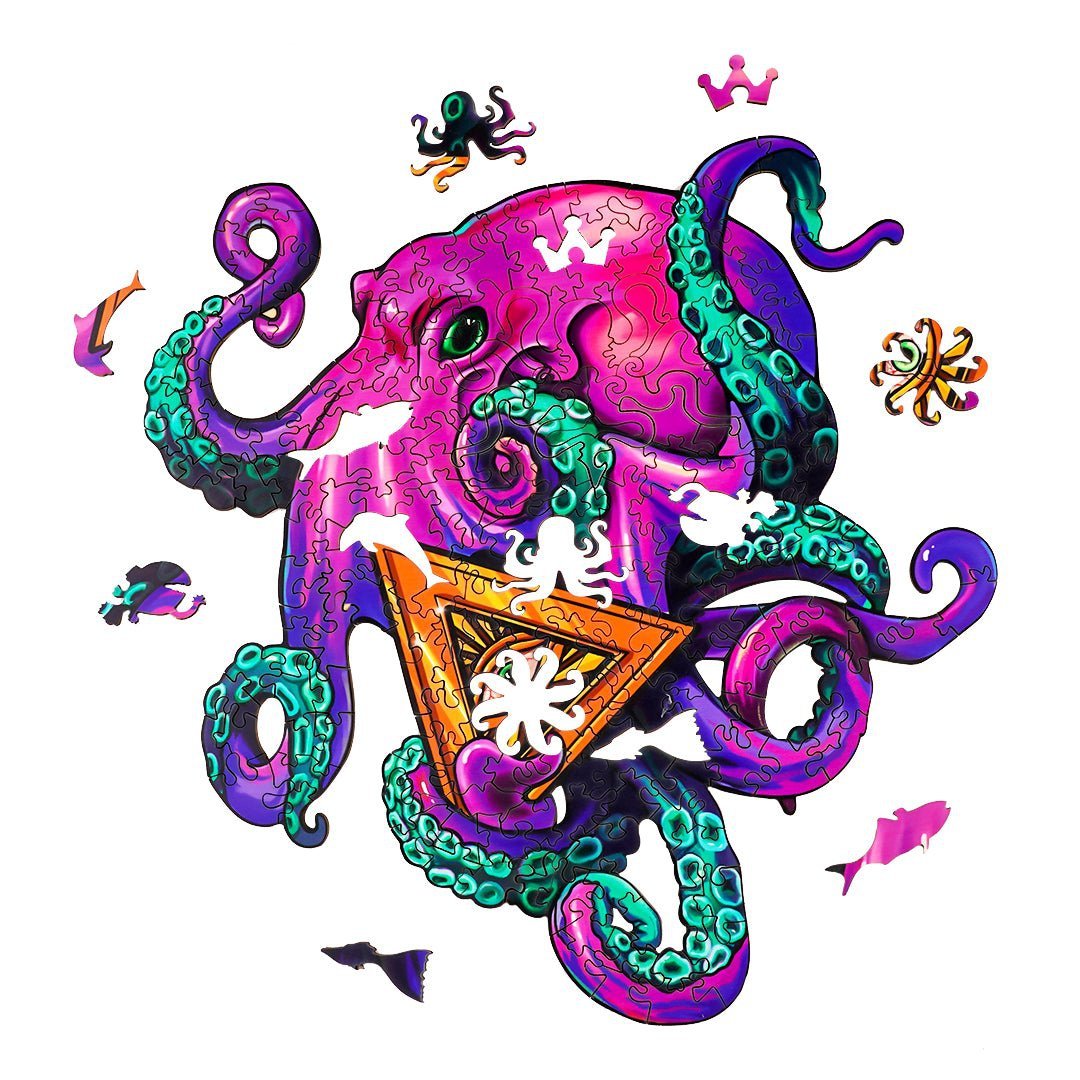 Puzzle Drewniane Sprytna Ośmiornica L