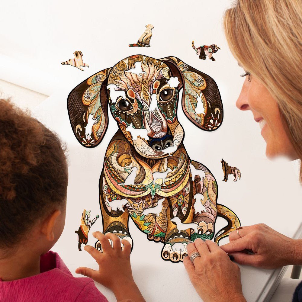 Puzzle Drewniane Słodki Jamnik M