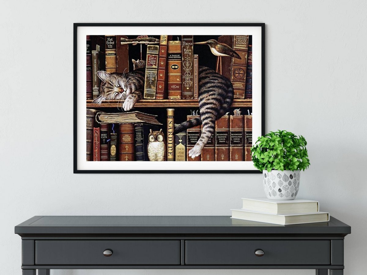 Haft Diamentowy Kot Bibliotekarz