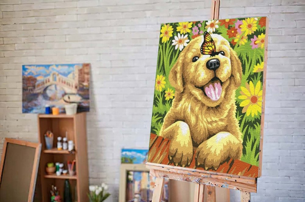 Malowanie Po Numerach Zestaw Wesoły Piesek 40x50