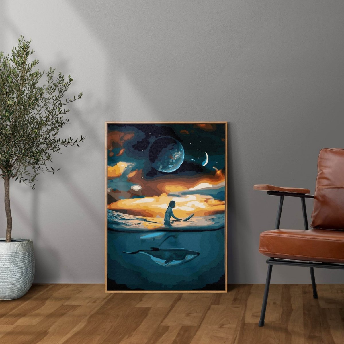 Malowanie Po Numerach Zestaw Podróż z Wielorybem 40x50