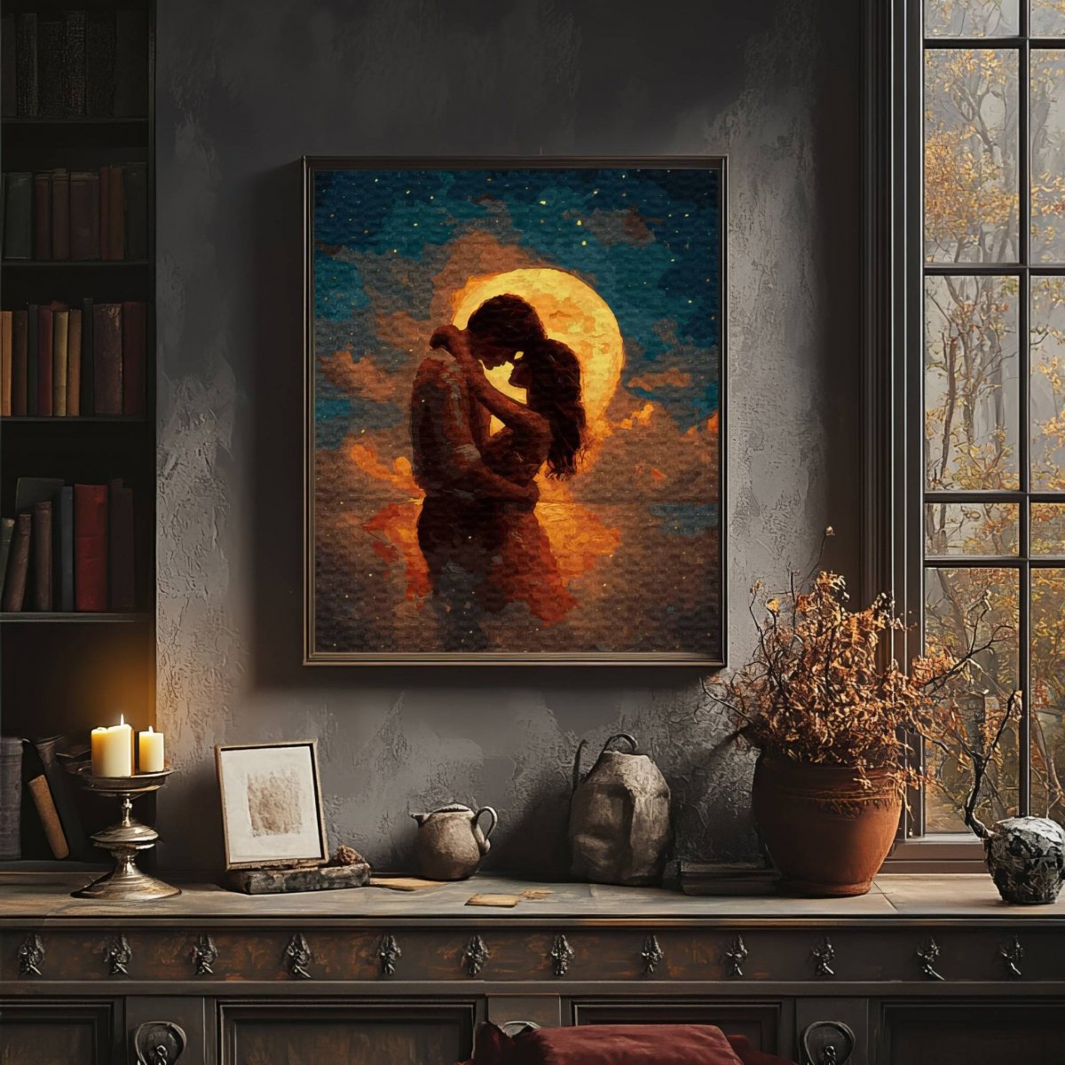 Malowanie Po Numerach Zestaw Miłość pod Księżycem 40x50