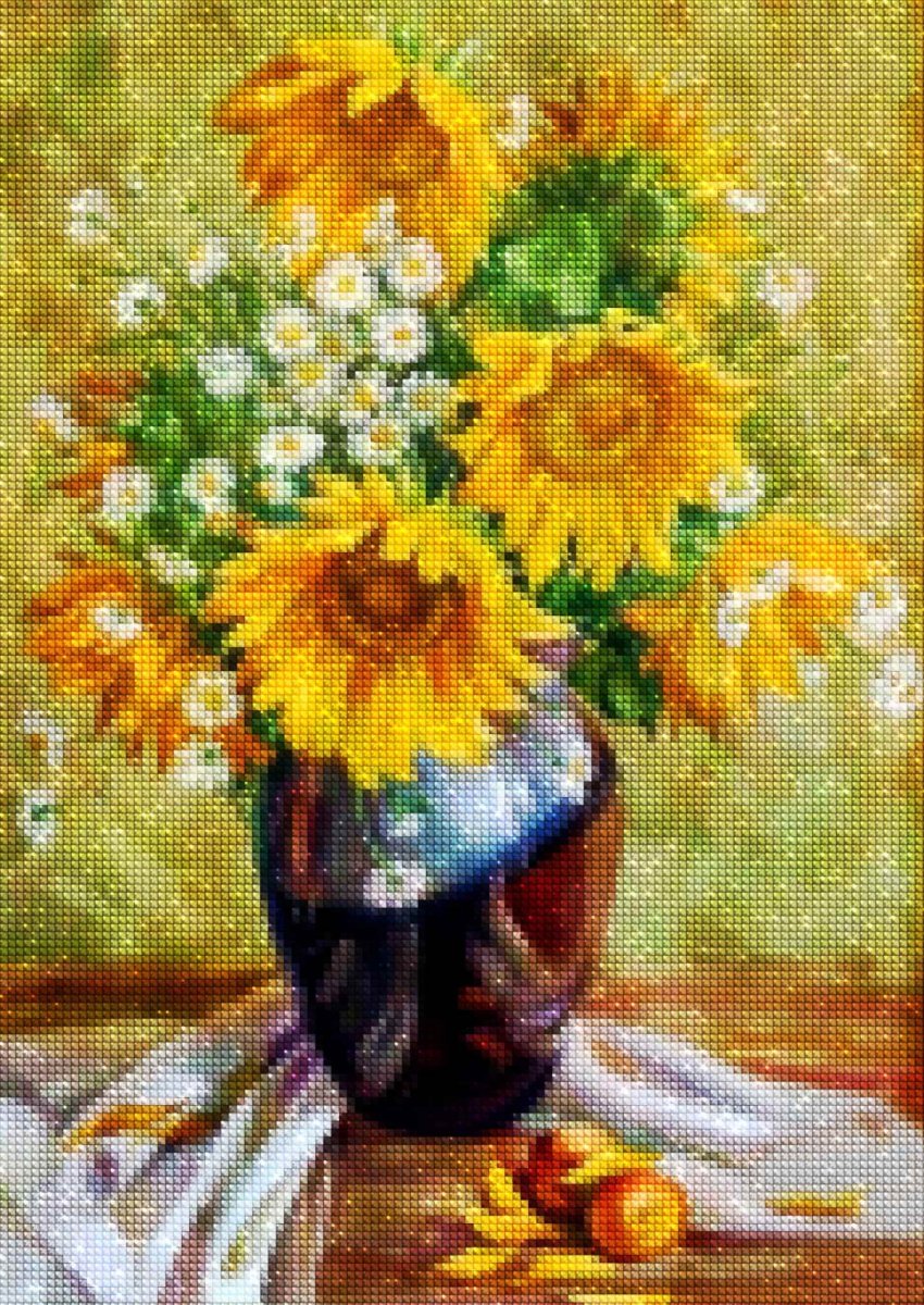 Haft Diamentowy Słoneczne Kwiaty 30x40 cm