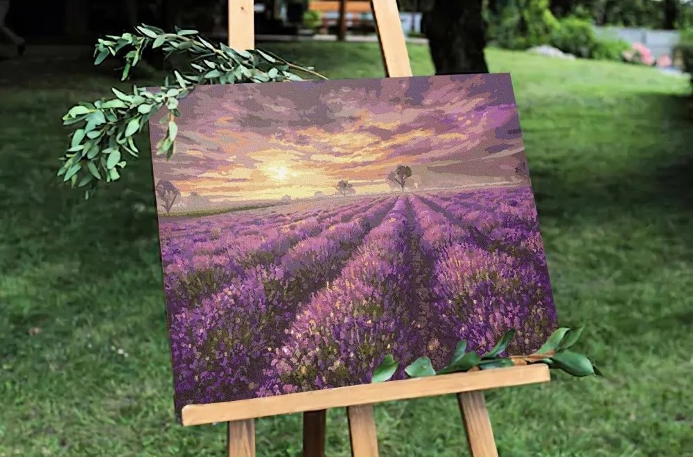 Malowanie Po Numerach Zestaw Lawendowy Zachód Słońca 40x50