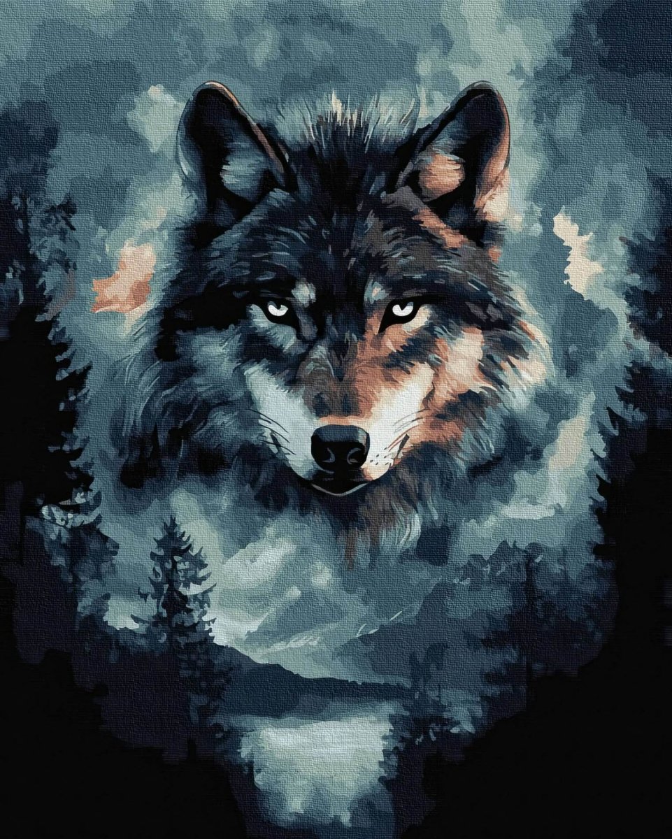 Malowanie Po Numerach Zestaw Wilczy Duch 40x50