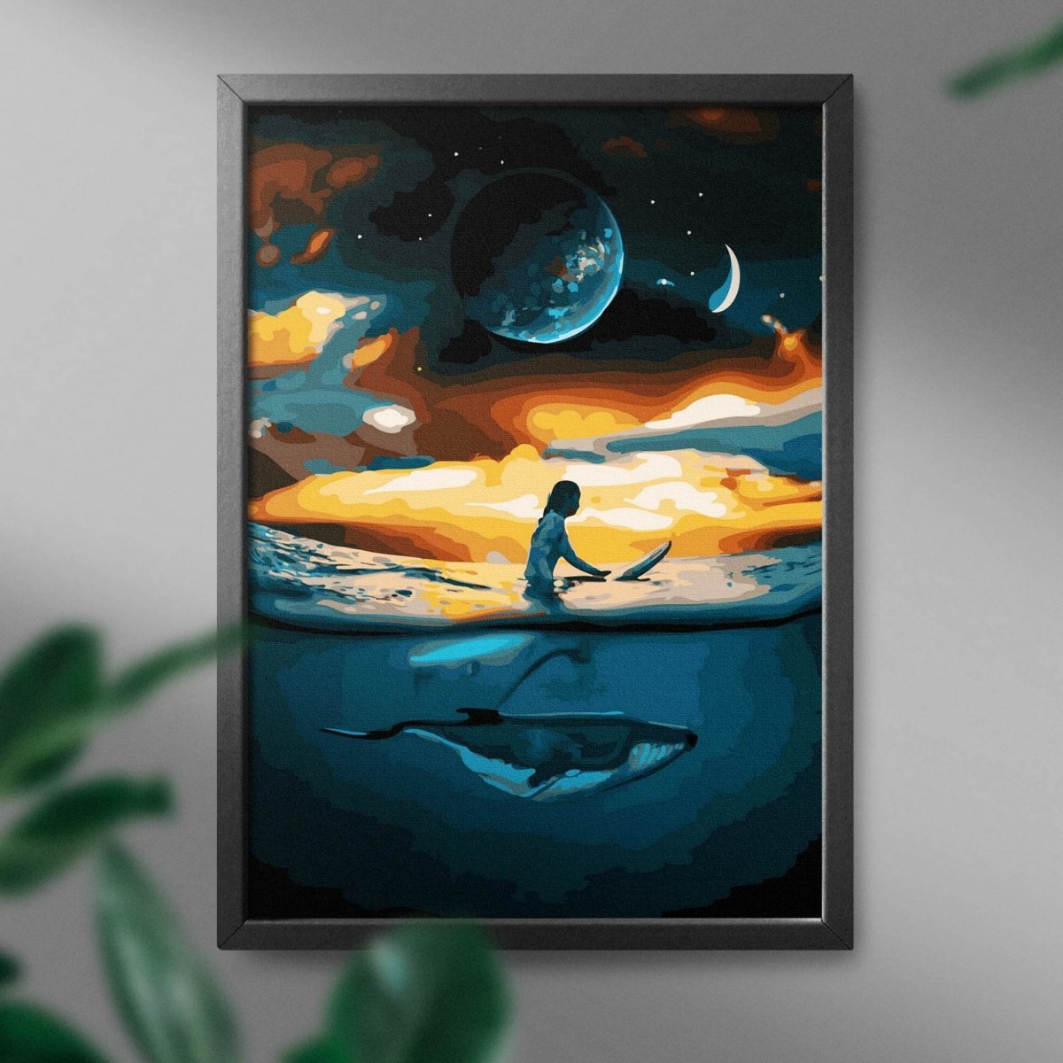 Malowanie Po Numerach Zestaw Podróż z Wielorybem 40x50