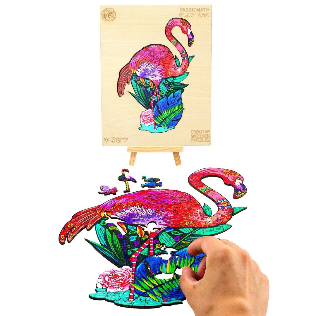 Puzzle Drewniane Różowy Flaming M