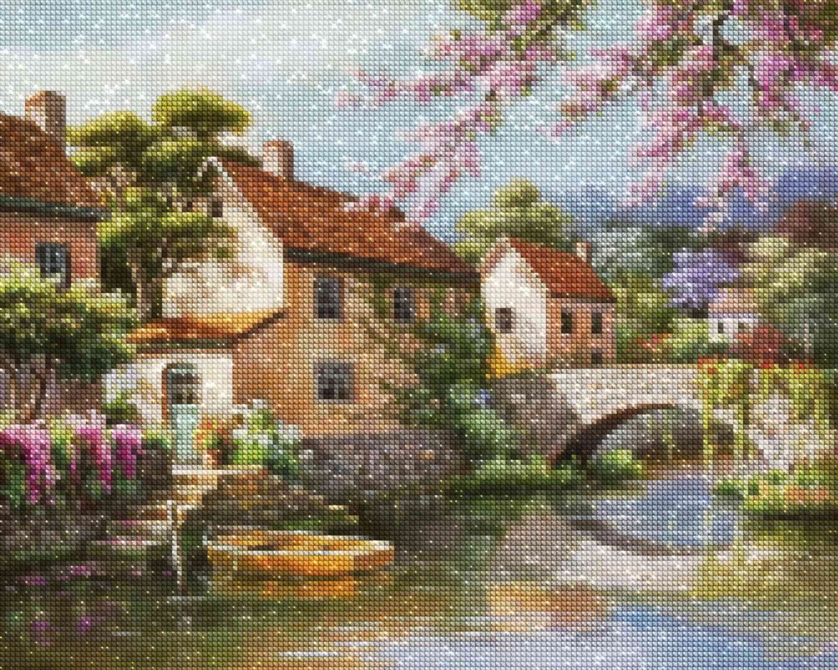 Haft Diamentowy Spokój nad Rzeką  30x40 cm