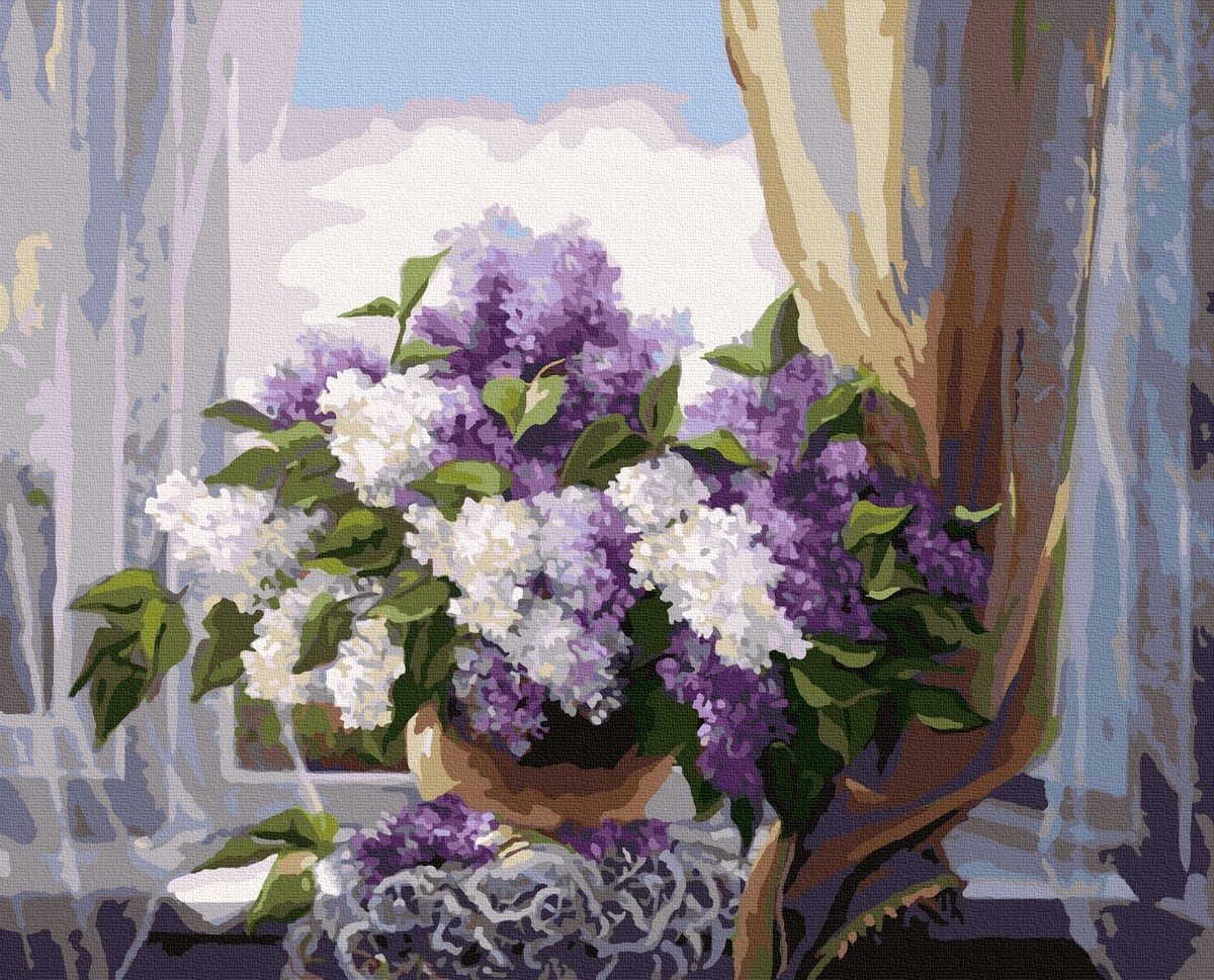 Malowanie Po Numerach Zestaw Lilac przy Oknie 40x50