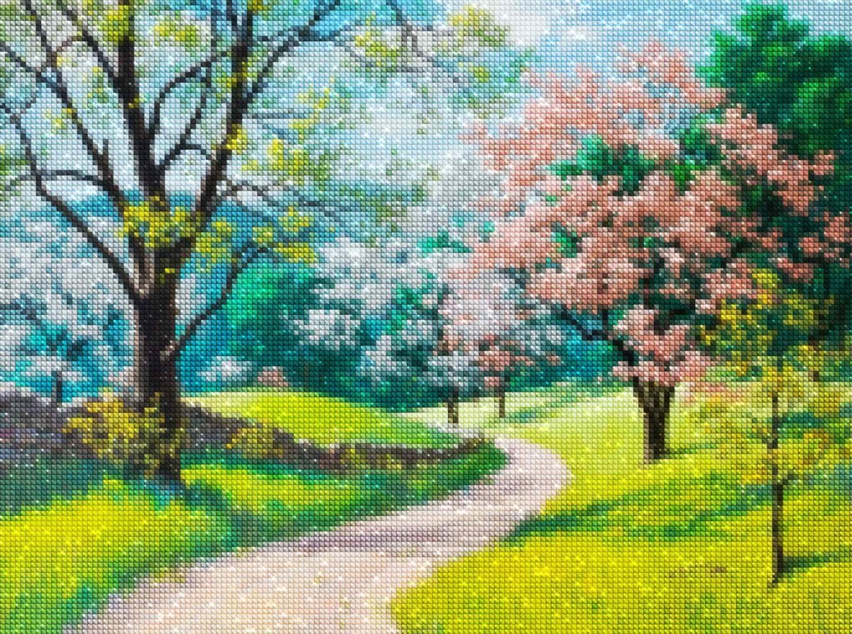 Haft Diamentowy Wiosenny Spacer 30x40 cm