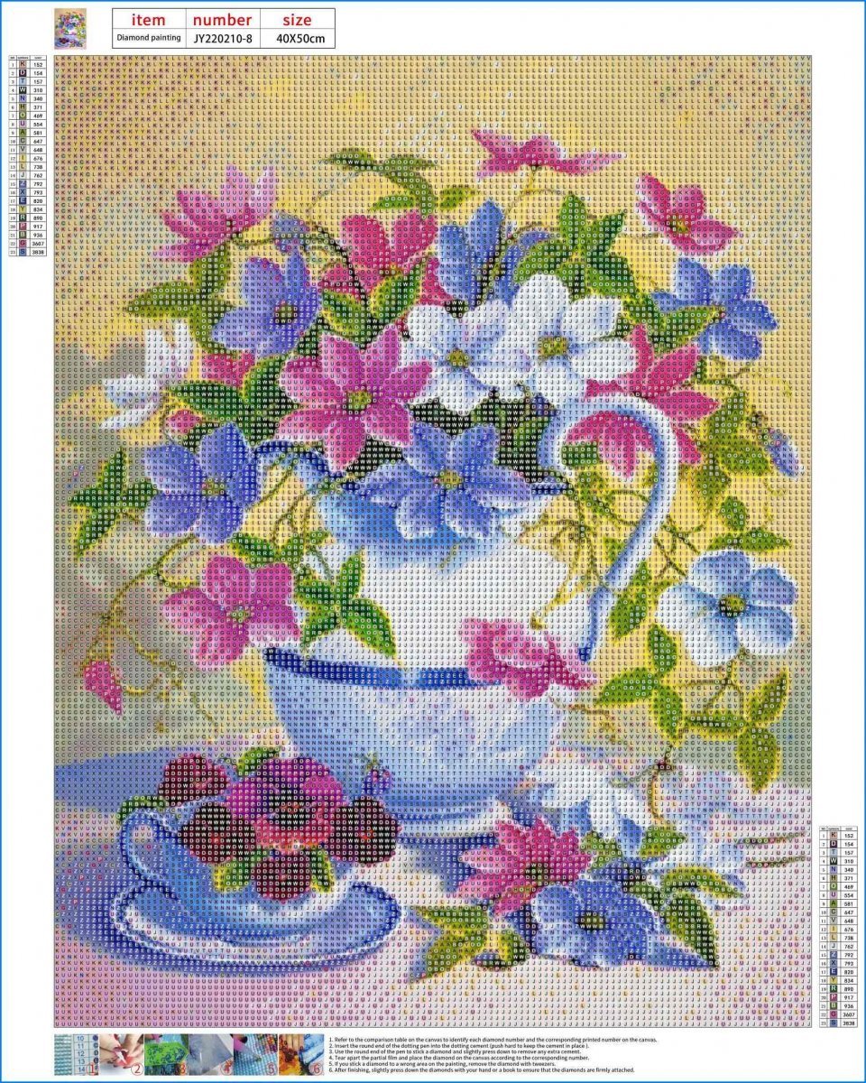Haft Diamentowy Wdzięczne Powojniki 40x50