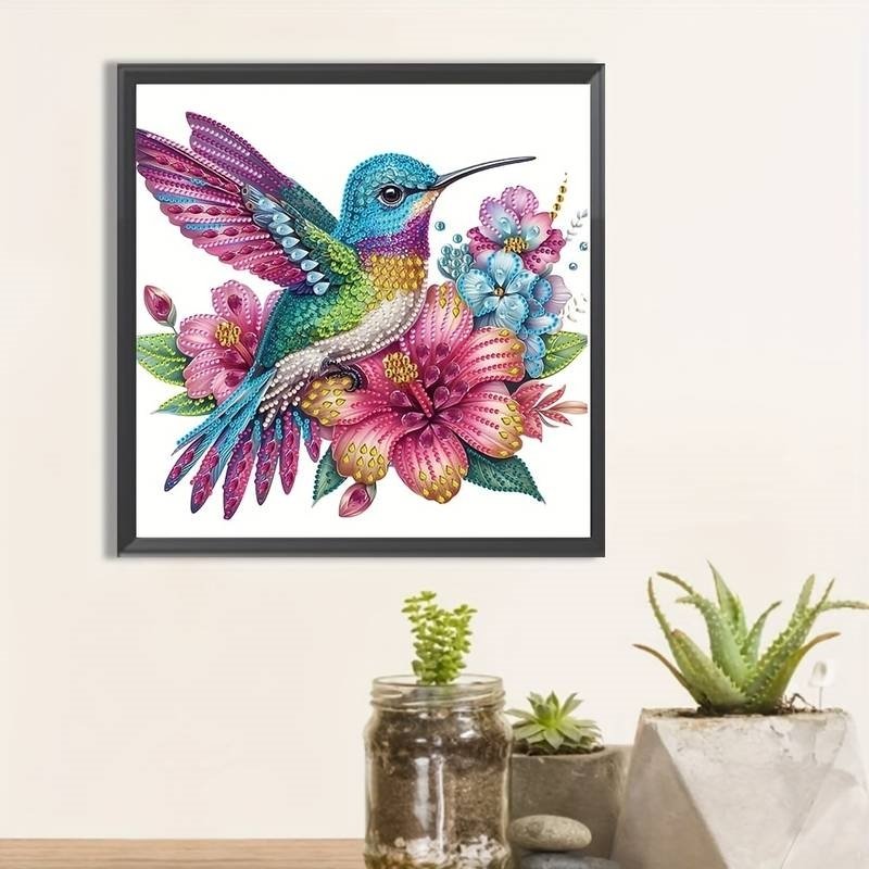 Haft Diamentowy Koliber w Ogrodzie 30x30 cm