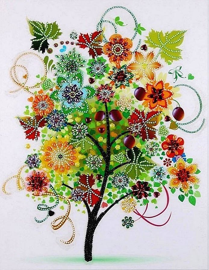 Haft Diamentowy Jesienne Drzewo 45x55 cm