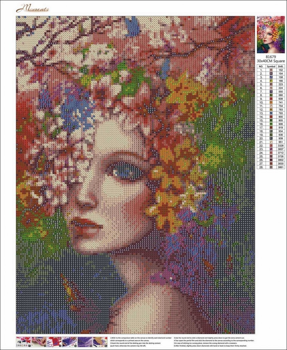 Haft Diamentowy Wiosenna Kobieta 35x45 cm K