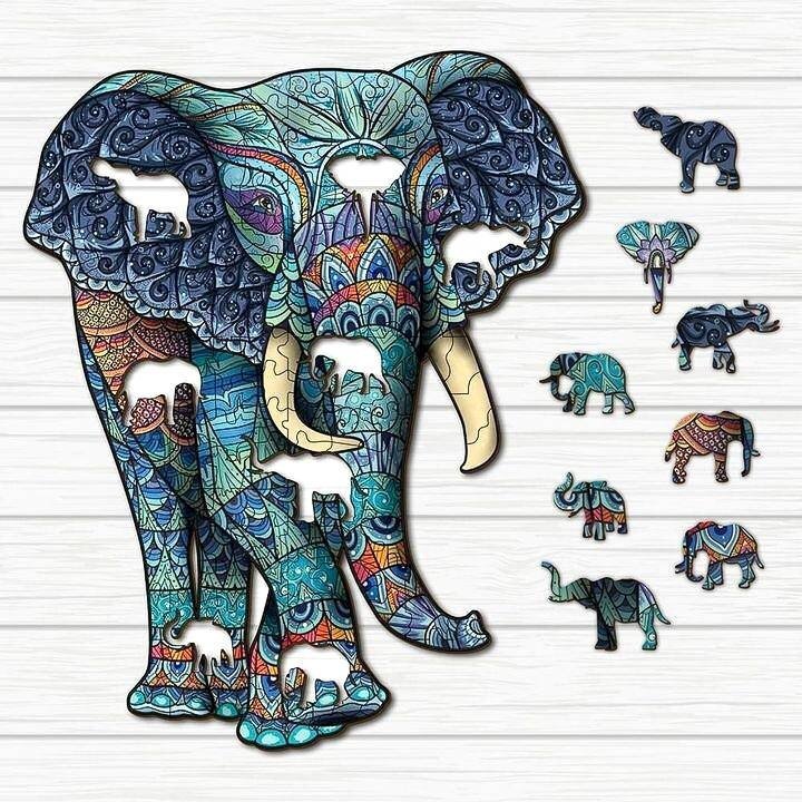 Puzzle Drewniane Słoneczny Słoń A3