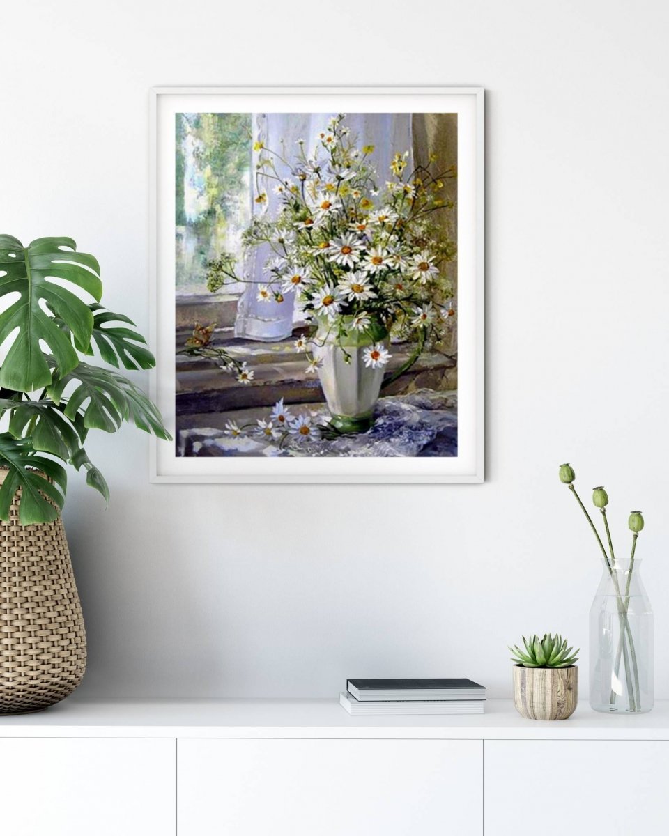 Haft Diamentowy Subtelne Margaretki 40x50