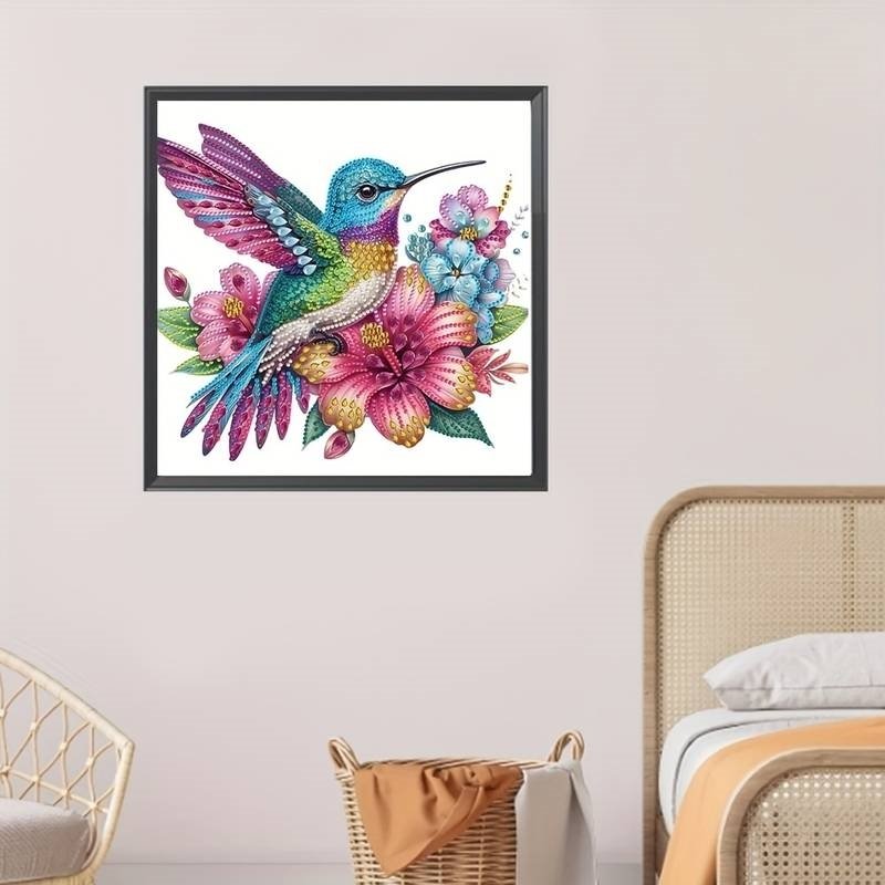 Haft Diamentowy Koliber w Ogrodzie 30x30 cm