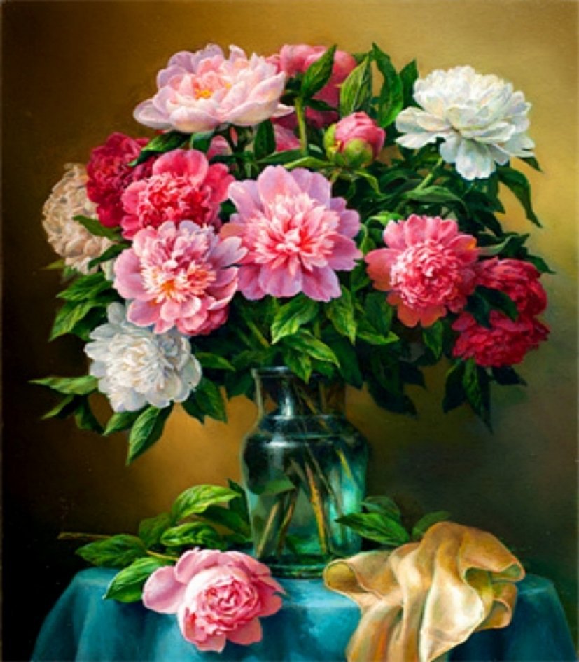 Haft Diamentowy Zachwycające Piwonie 40x50