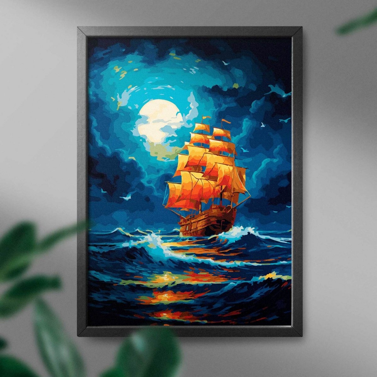Malowanie Po Numerach Zestaw Statek w Środku Nocy 40x50