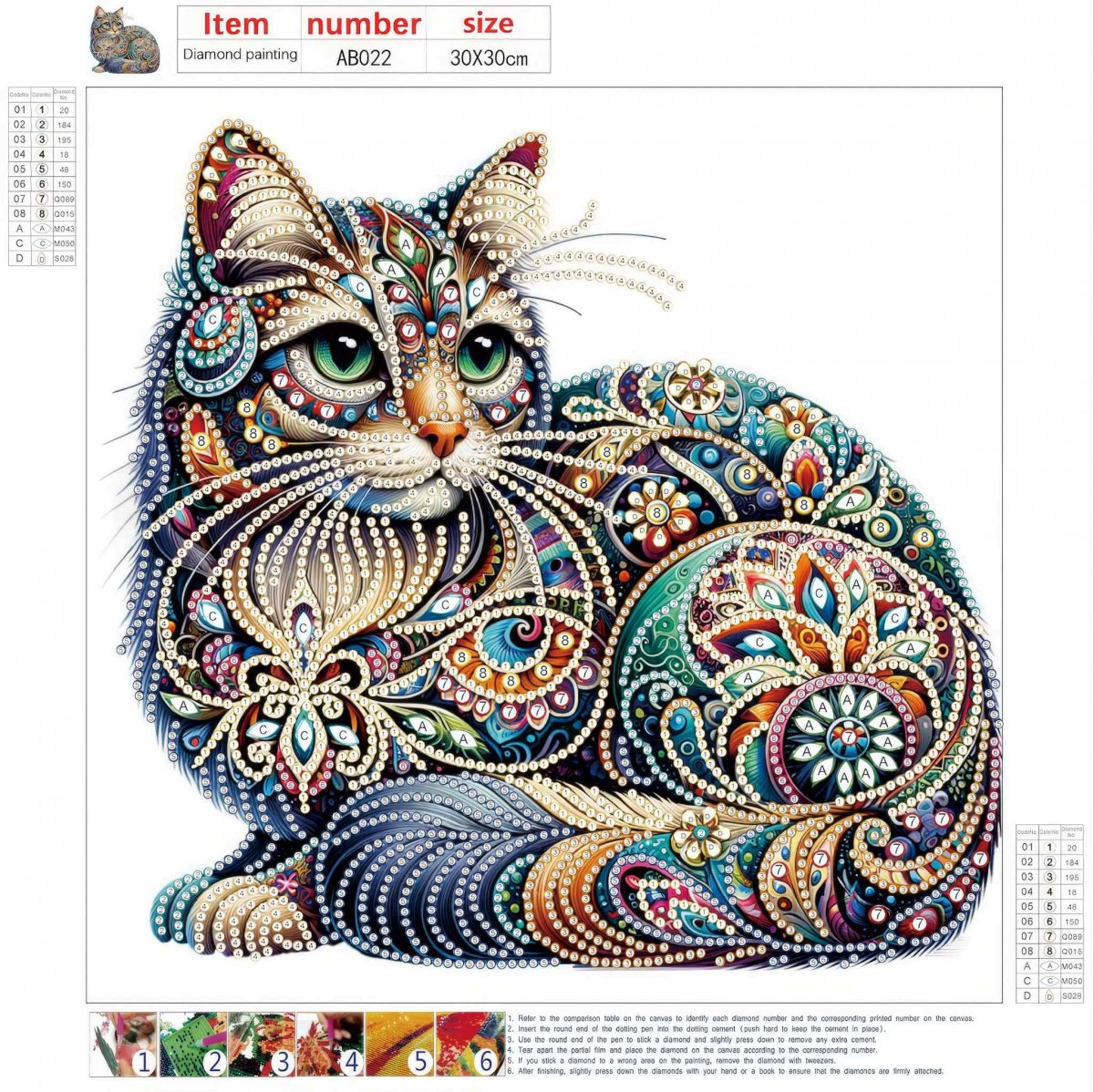 Haft Diamentowy Koci Blask 30x30 cm