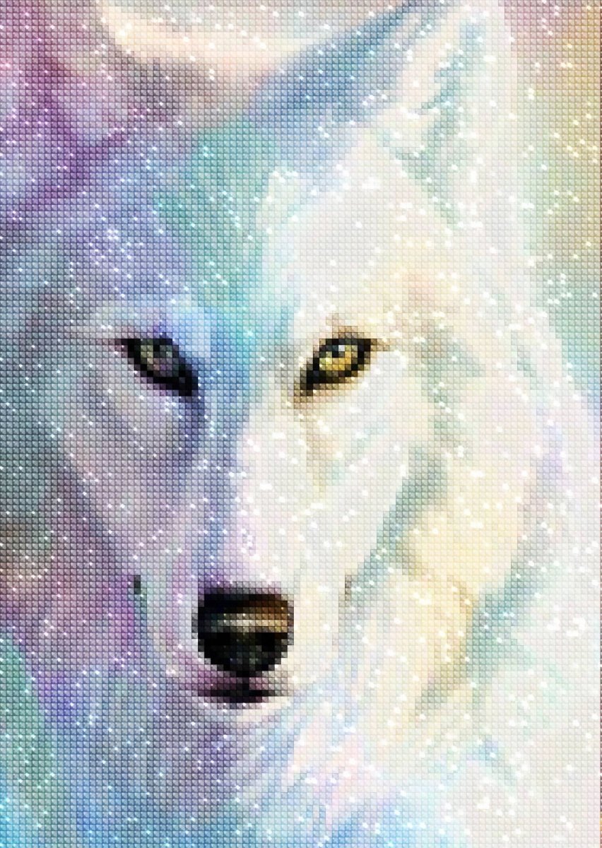 Haft Diamentowy Biały Wilk 30x40 cm