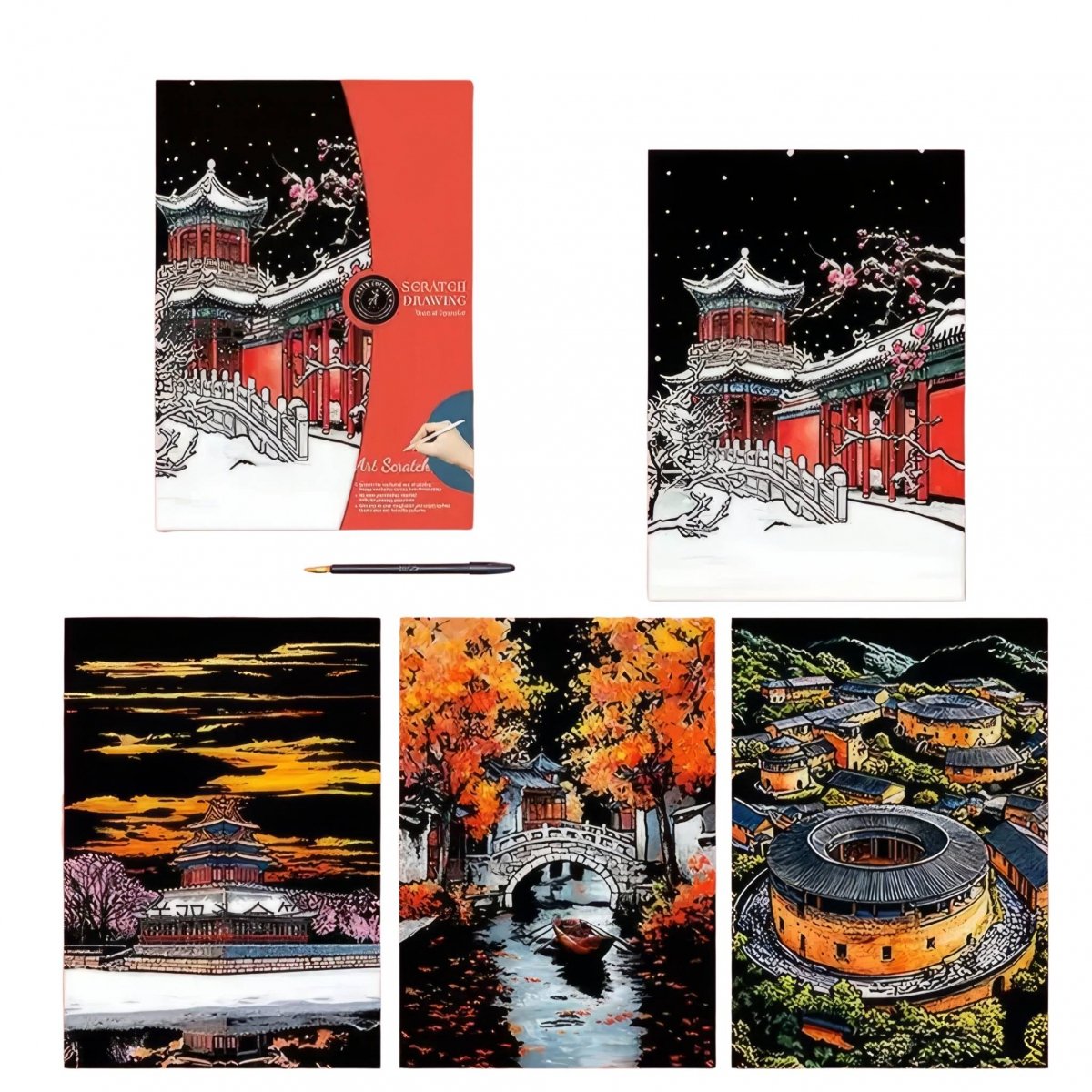 Magiczna Zdrapka Podróż po Chinach (4szt.) 40x28 cm