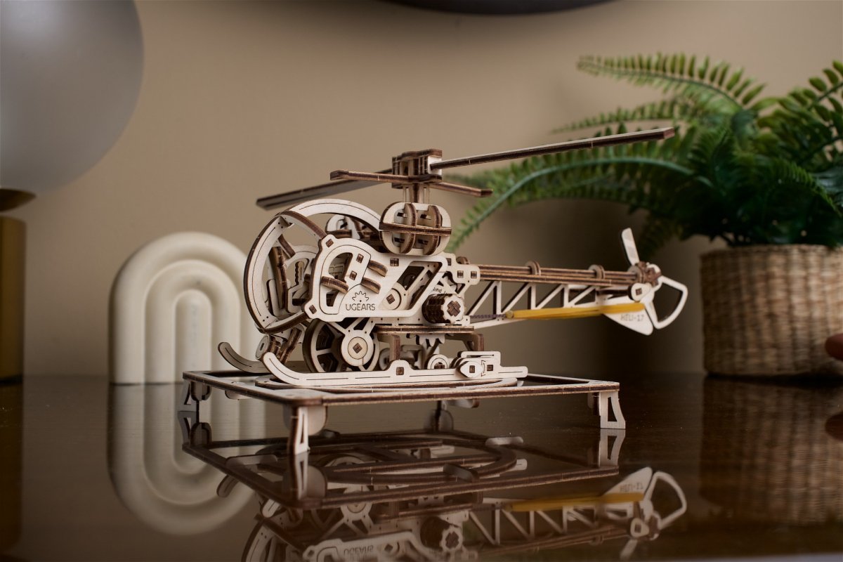 Puzzle 3D Drewniane Mini Helikopter uGEARS Smart