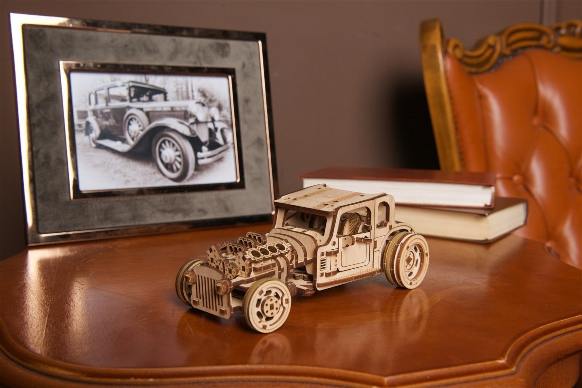 Puzzle 3D Drewniane Hot Rod Furious Mouse uGEARS