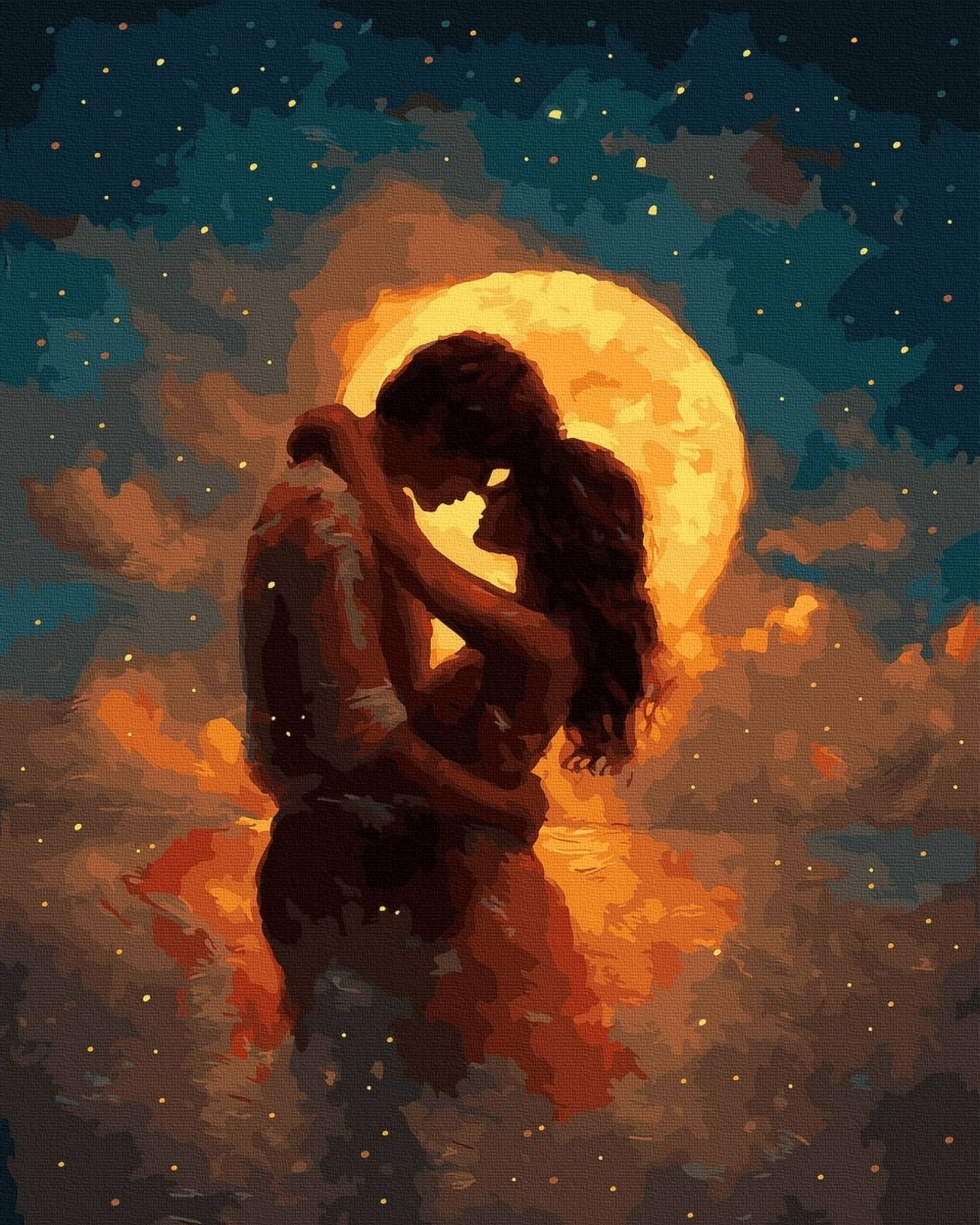 Malowanie Po Numerach Zestaw Miłość pod Księżycem 40x50