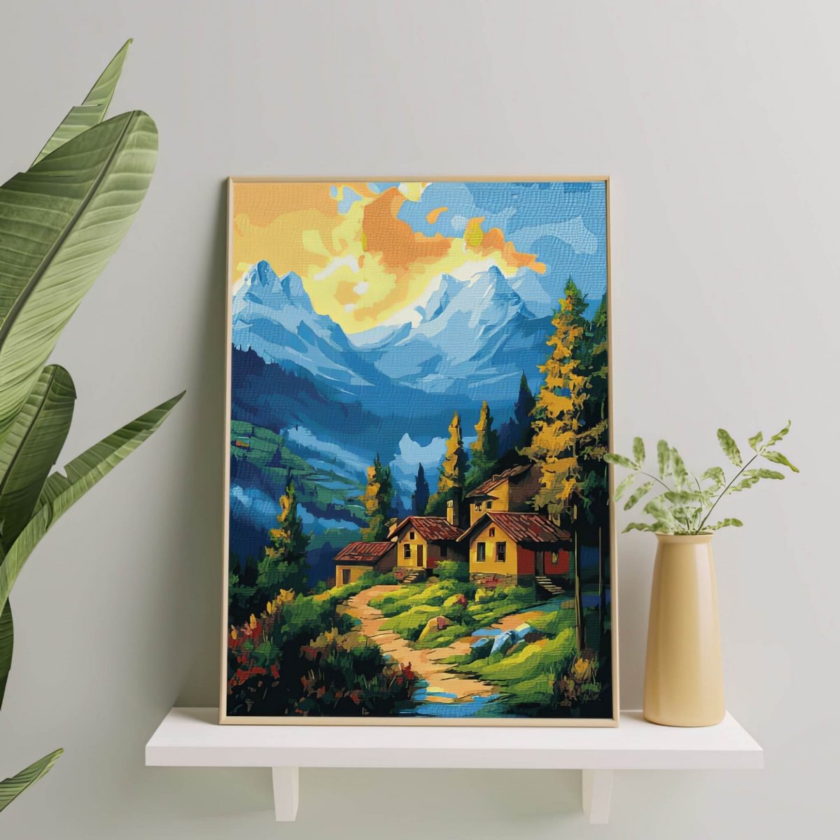 Malowanie Po Numerach Zestaw Górska Wioska 40x50