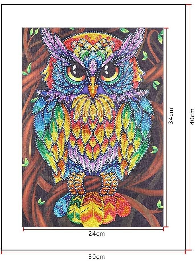 Haft Diamentowy Niebieska Sowa 30x40 cm
