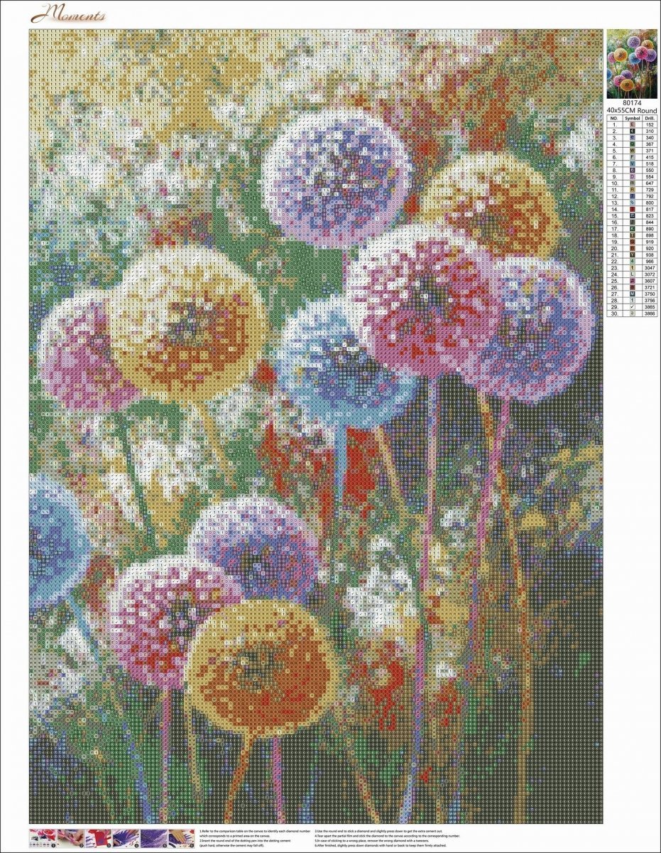Haft Diamentowy Wesołe Dmuchawce 45x60 cm