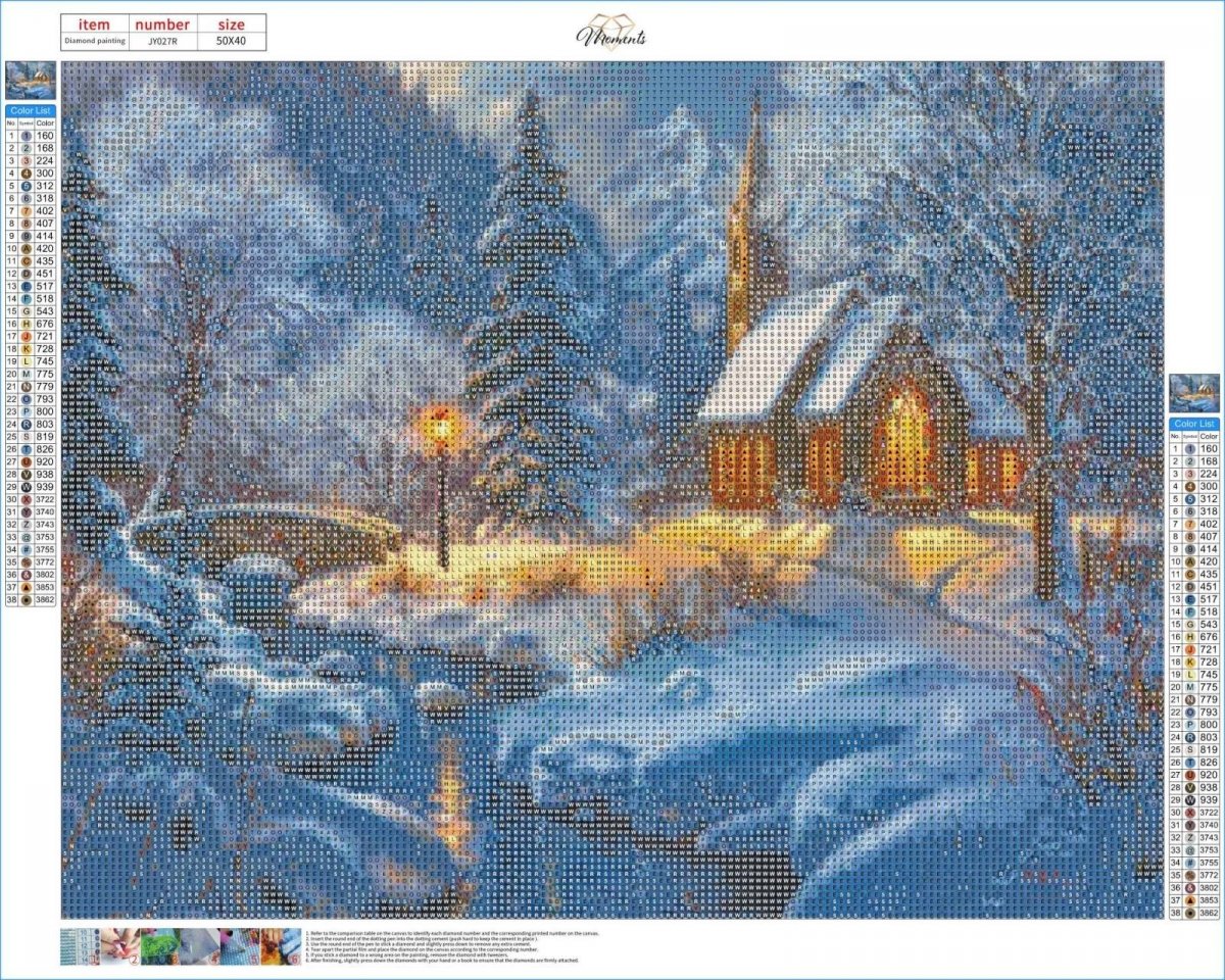 Haft Diamentowy Zimowy Krajobraz 40x50